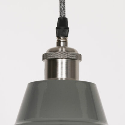 Factory Style Grey Enamel Pendant Light 46cm 4