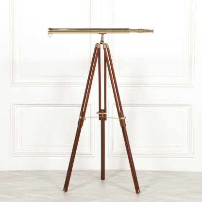 Brass Telescope On Wooden Stand 2
