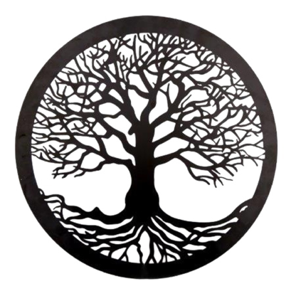 Tree of Life Metal Black Decal Round 40cm 4891