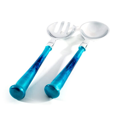 Brushed Aqua Salad Servers - 9425-BA