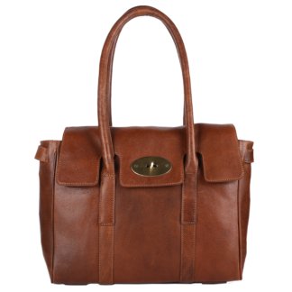 Michigan Large Leather Handbag M-61 Cognac