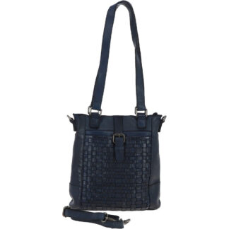 Vintage Woven Leather Bag - D-75 Navy Blue