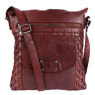 Vintage Woven Leather Crossbody Bag D-72 Cognac