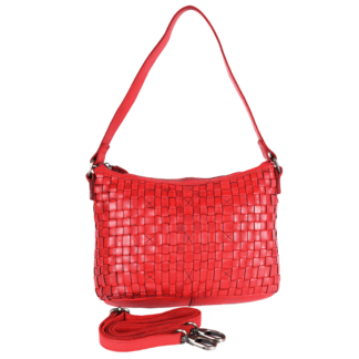 Vintage Woven Leather Shoulder Bag D-73 Red 1