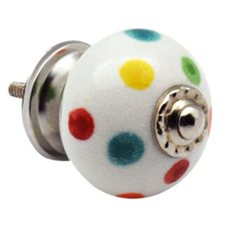 Cupboard knob coloured polka dot