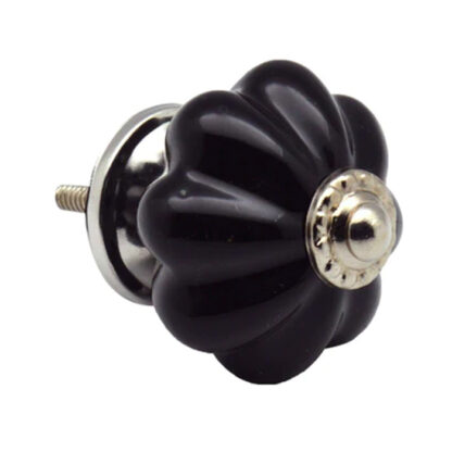 Ceramic Cupboard Knob Vintage Pumpkin Black