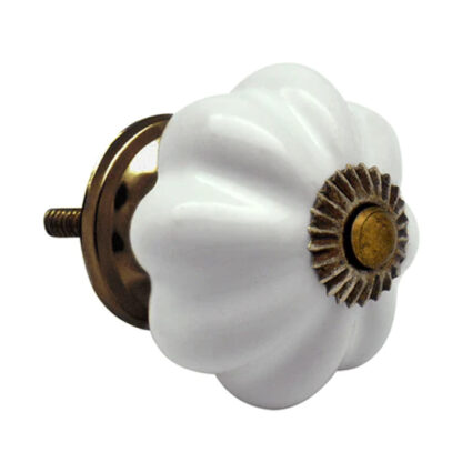 Ceramic Cupboard Knob Vintage Pumpkin White