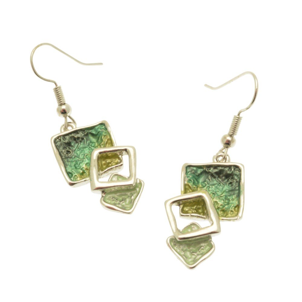 Miss Milly - Green Squares Earrings (FE779GN) - SALE